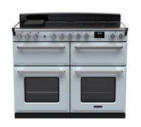 Rangemaster Estel Deluxe 110 Induction range cooker in Misty Blue with Chrome trim