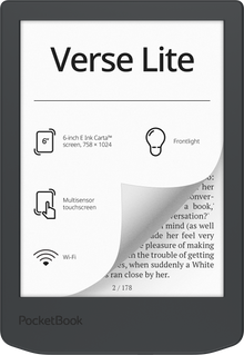 PocketBook Verse Lite - 6" E Ink Carta E-Reader - Midnight Grey | 253-PB619-T-WW
