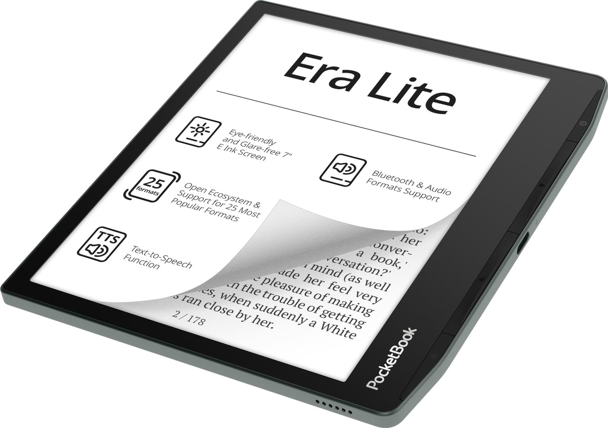 PocketBook Era Lite E-Reader - Stone Green - three-quarter view