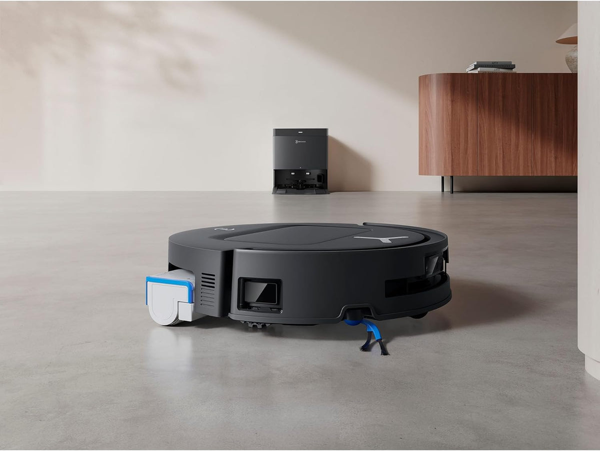 Ecovacs DEEBOT T80 OMNI - Black - robot cleaning a living-room floor
