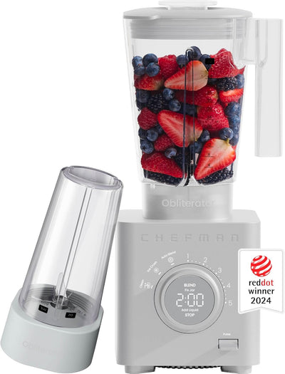 Chefman Obliterator 1380W 48oz Power Blender with Travel Jar - Concrete | RJ27-T1-TJ-CONCRETE