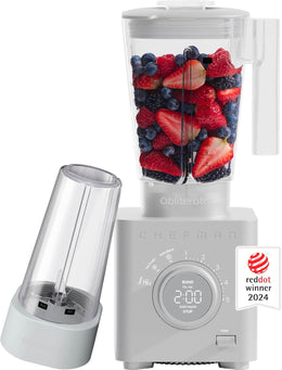 Chefman Obliterator 1380W 48oz Power Blender with Travel Jar - Concrete | RJ27-T1-TJ-CONCRETE