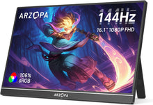 ARZOPA Z1FC 16.1" 144Hz Portable Gaming Monitor with Kickstand | Z1FC