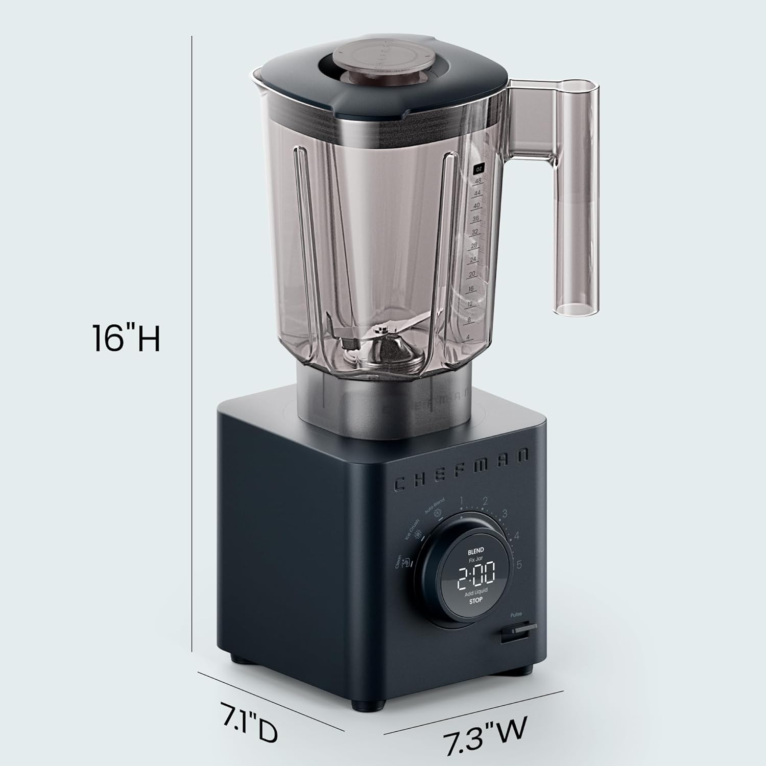 Chefman Obliterator 1380W 48oz Power Blender with Travel Jar | RJ27-T1-TJ-MIDNIGHT