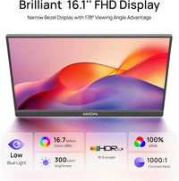 ARZOPA Z1C 16.1" FHD Portable Monitor with Built-in Kickstand | Z1C