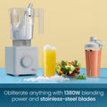 Chefman Obliterator 1380W 48oz Power Blender with Travel Jar - Concrete | RJ27-T1-TJ-CONCRETE