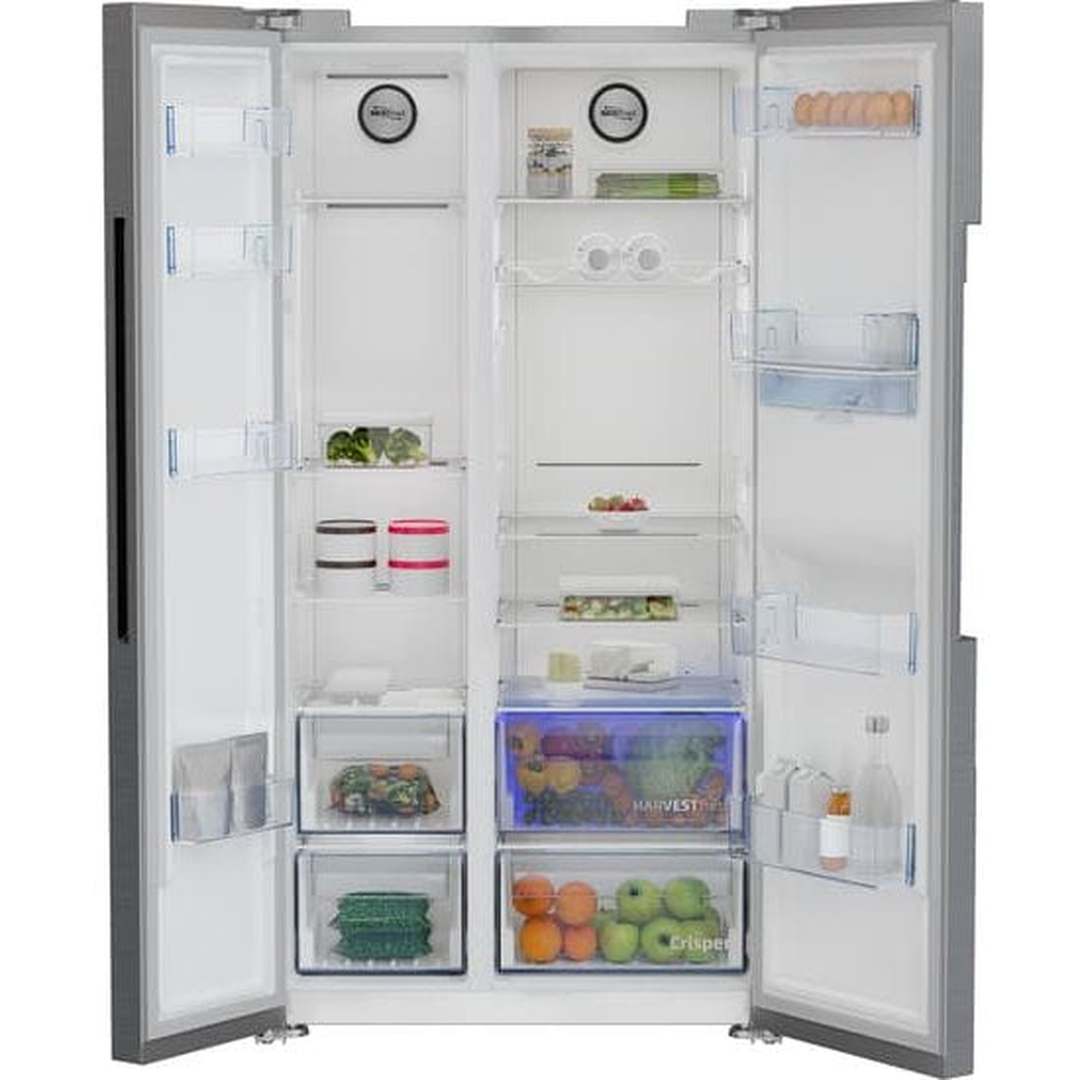 Beko Freestanding American Style Fridge Freezer with HarvestFresh™ Black Steel| ASD2442VPZ Beko Fridge Freezer Euronics Ireland