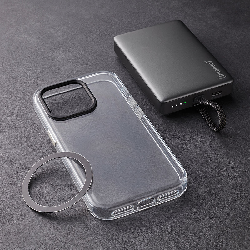 Intenso MC10000 10000mAh 20W Magnetic Power Bank with Built-in USB-C Cable - Grey - view 2