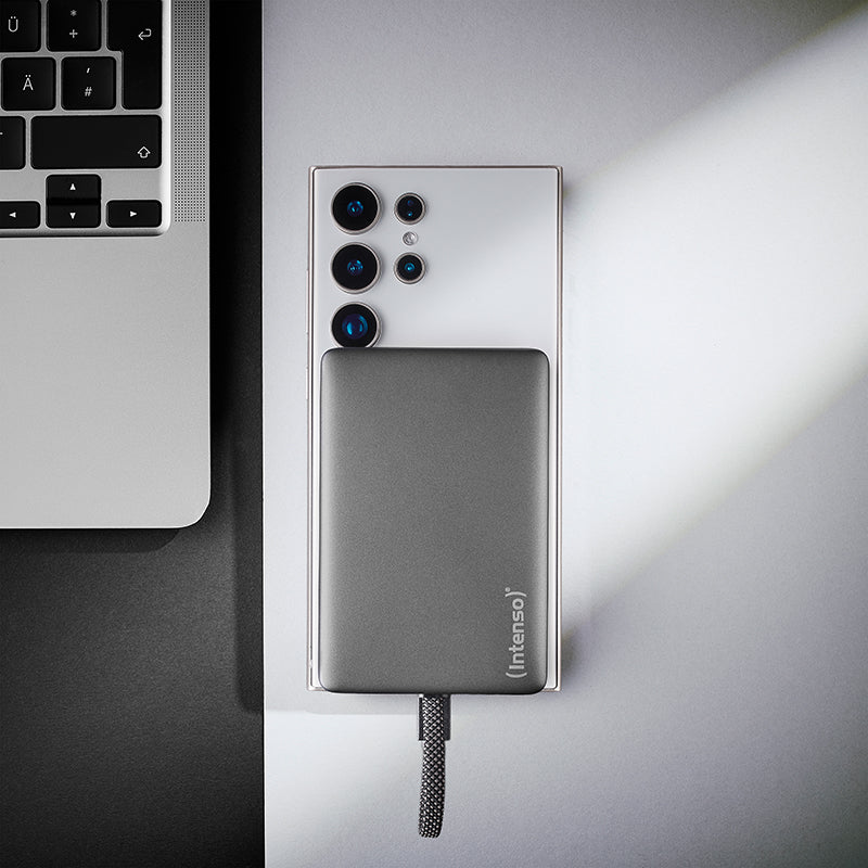 Intenso MC10000 10000mAh 20W Magnetic Power Bank with Built-in USB-C Cable - Grey - view 3