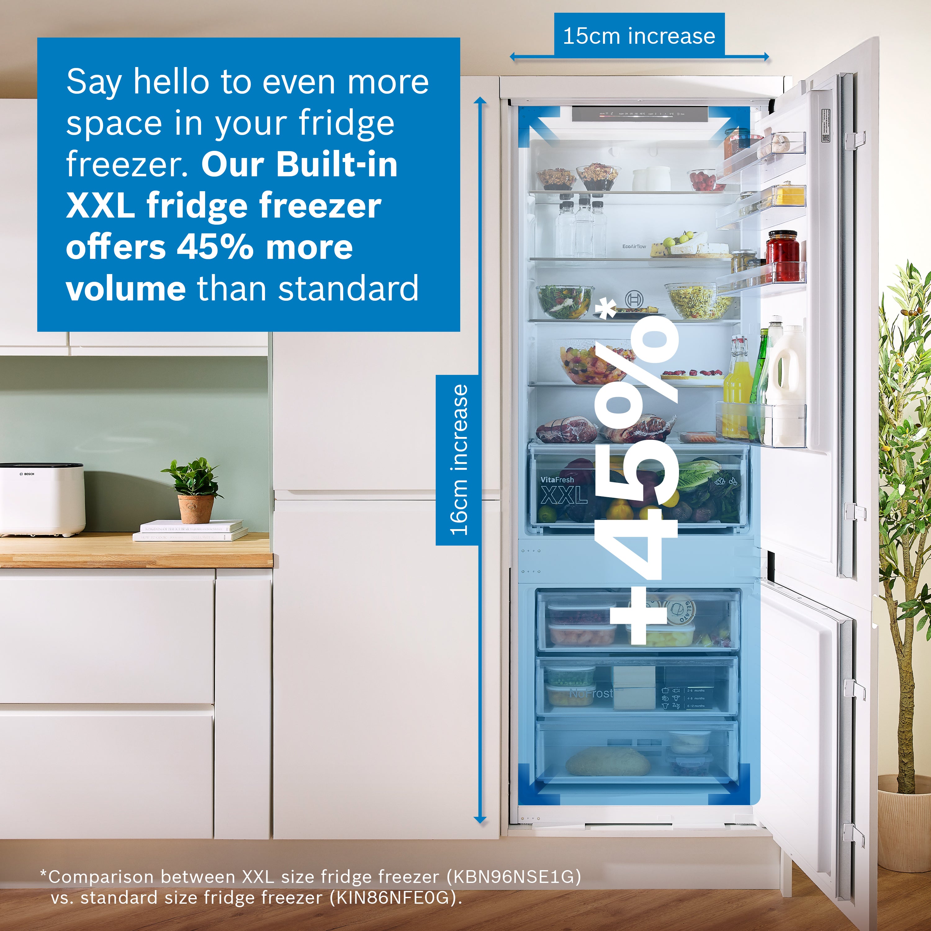 Bosch Series 2 383L Built-In Frost Free Fridge Freezer | KBN96NSE1G