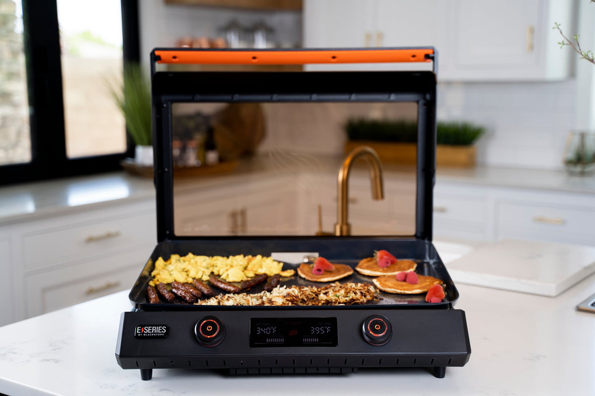 Blackstone E-Series 22" Electric Tabletop Griddle with Hood - Black - breakfast cooking