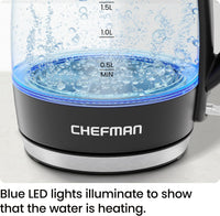 Chefman Fast-Boil 1.8L Electric Glass Kettle | RJ11-18-CTI-UK