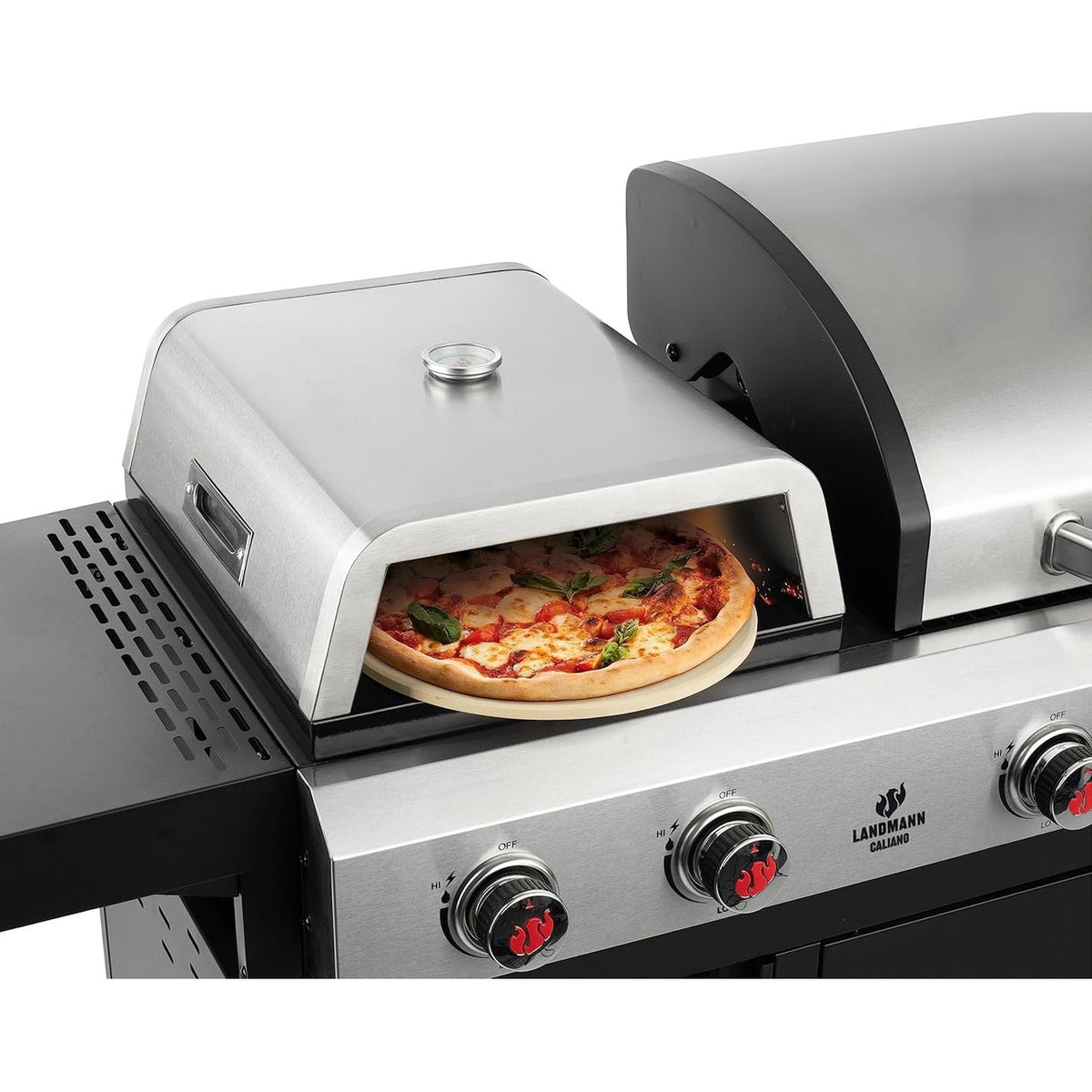 Landmann Caliano 6.1 Cast Iron Gas BBQ with Integrated Pizza Oven | 11937 Landmann Outdoor Grill Euronics Ireland
