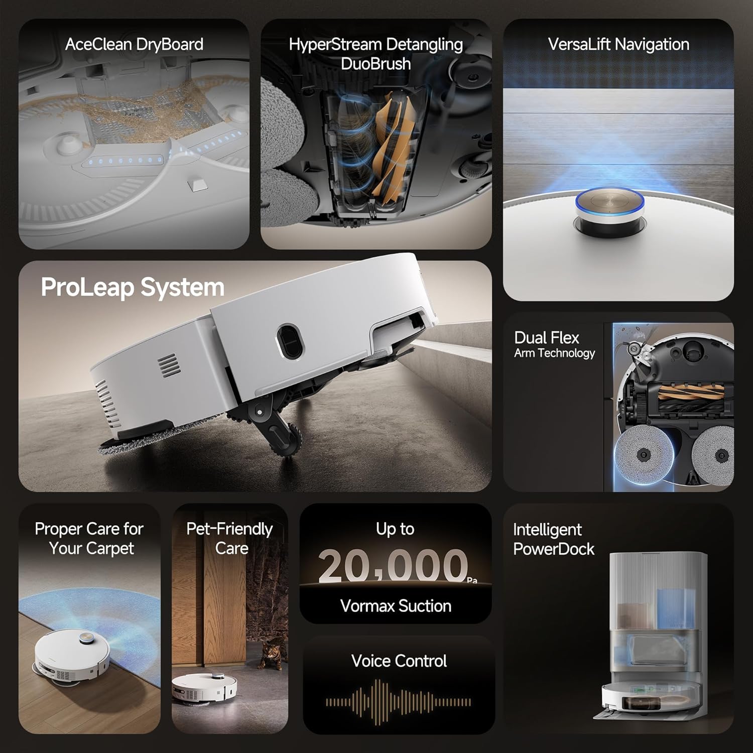 DREAME X50 Ultra Robot Vacuum & Mop, Auto-Empty, 20,000 Pa, Self-Cleaning Dock | RLX85CE-4