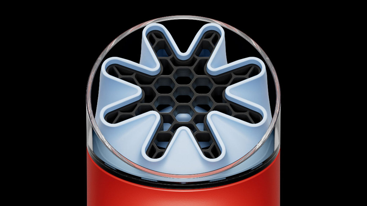 Dyson HushJet Mini Cool Portable Fan - Carnelian/Sky - nozzle close-up