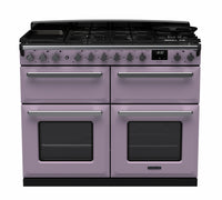 Rangemaster Estel Deluxe 110 Dual Fuel range cooker in Heather with Chrome trim