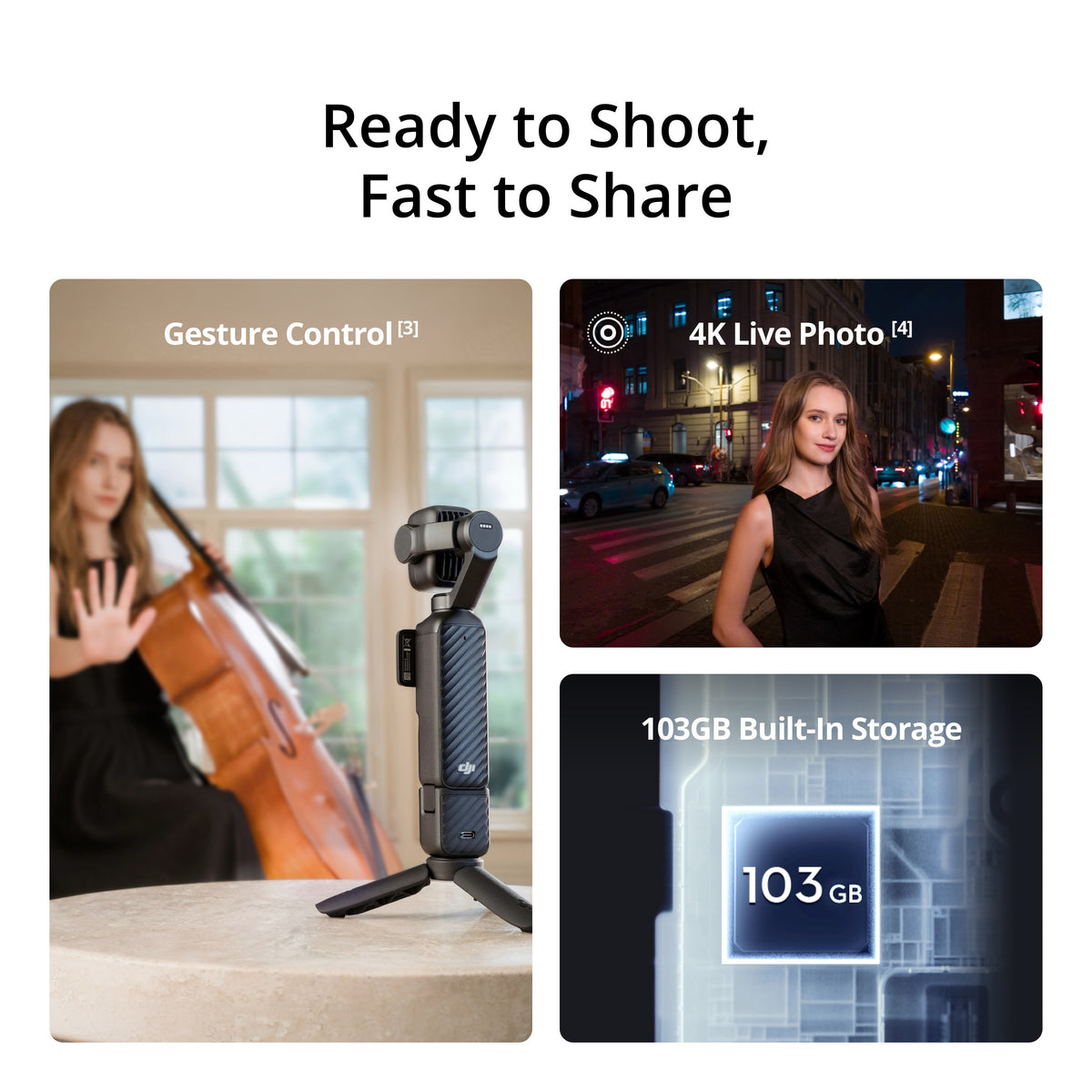 DJI Osmo Pocket 4P 4K Gimbal Camera Standard Combo - Black - ready to shoot