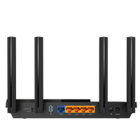TP-Link Archer AX55 — rear view showing ports, dark background