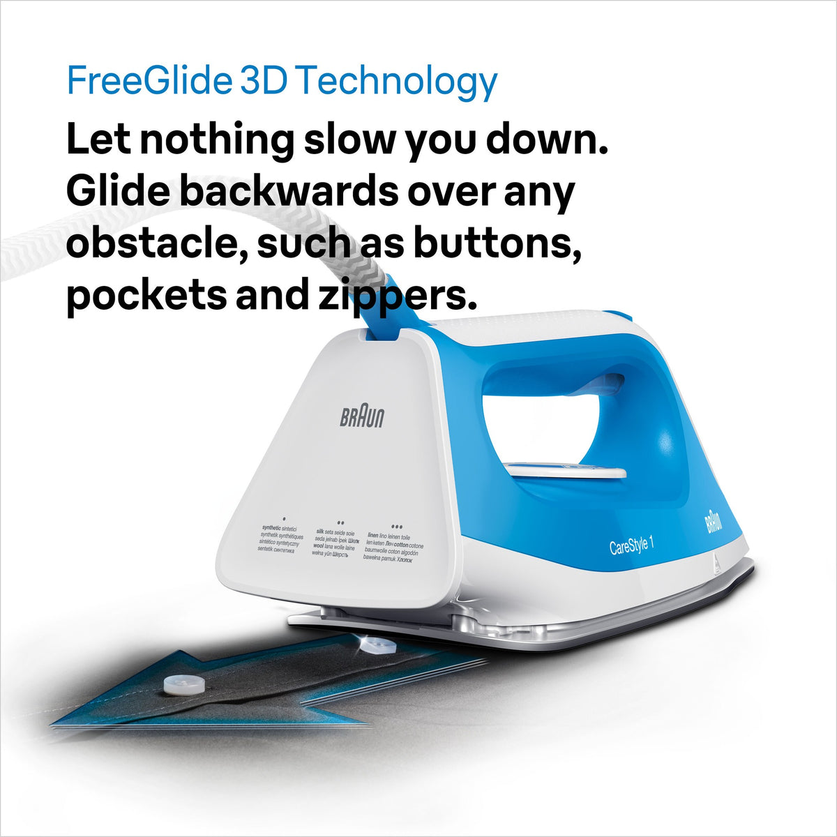 Braun CareStyle 1 Steam Generator Iron - Blue - FreeGlide 3D soleplate