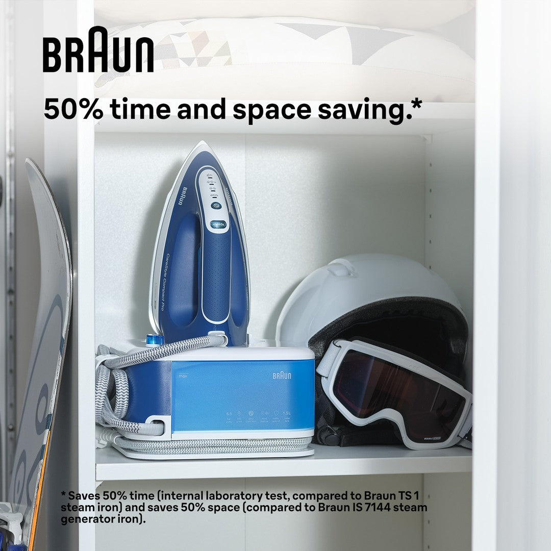 Braun CareStyle Compact Pro Steam Generator Iron - Blue - compact storage saves space