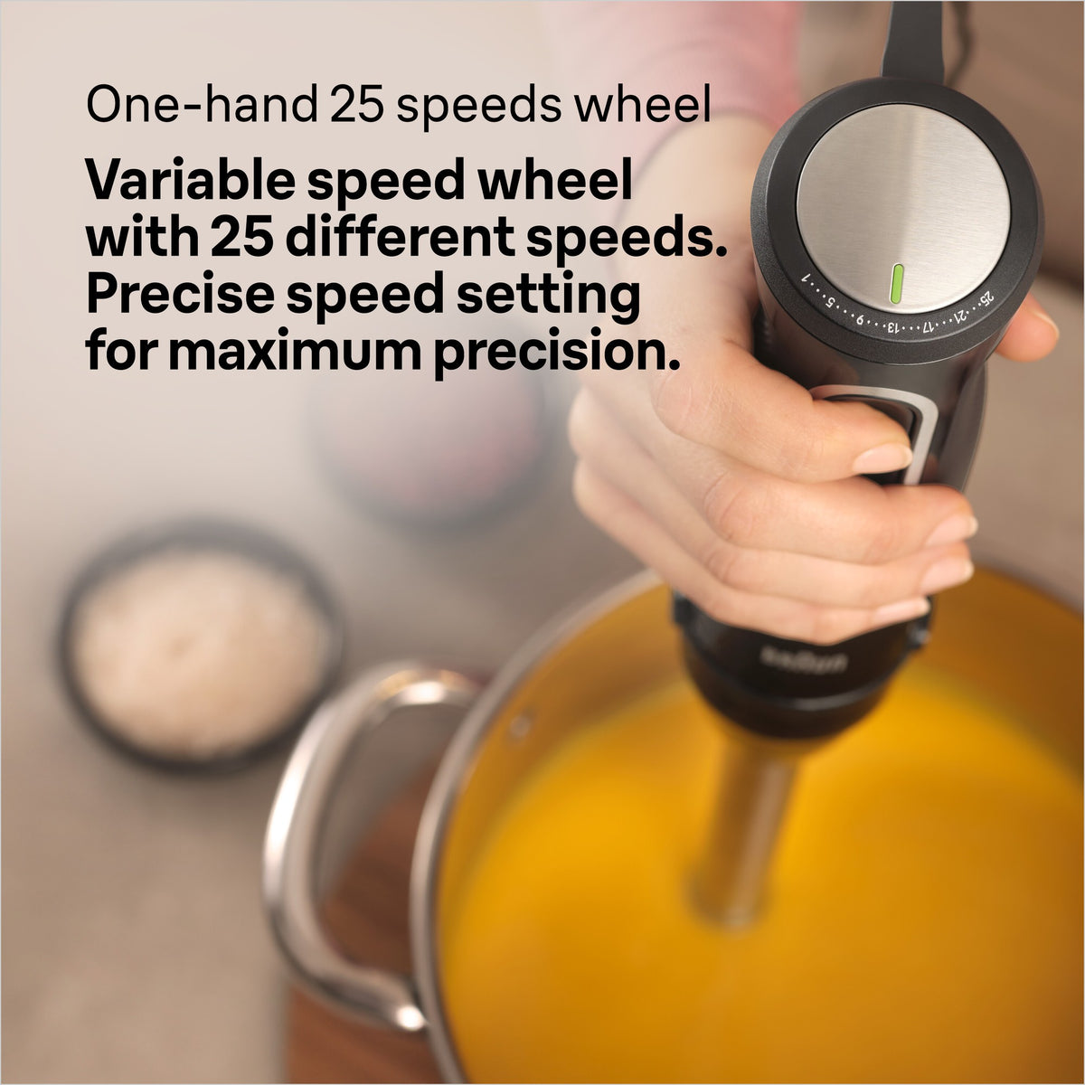 Braun MultiQuick 5 Pro Hand Blender - Black - one-hand 25-speed wheel