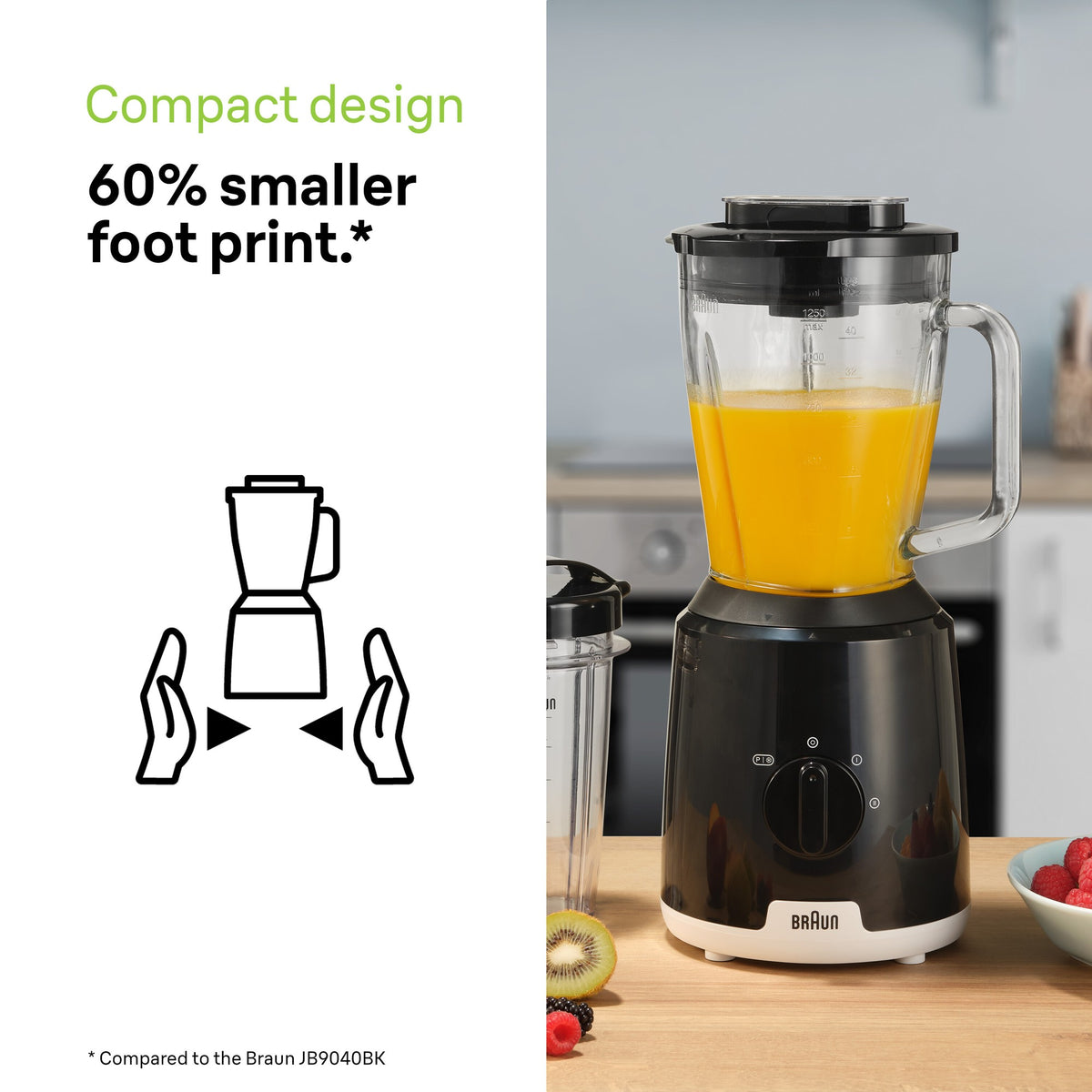 Braun PowerBlend 1 Jug Blender - Black - compact design with smaller footprint