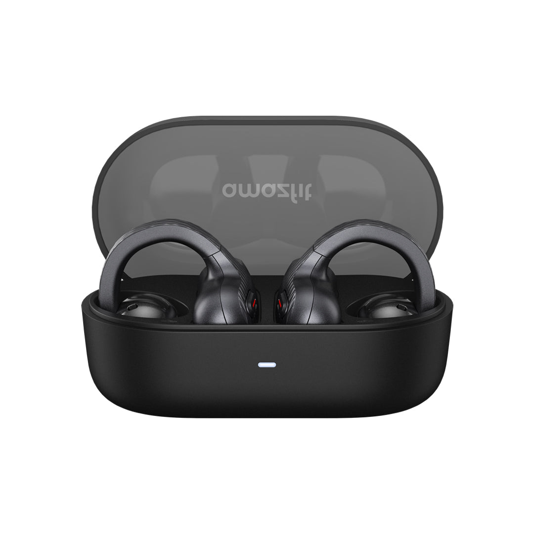 Amazfit UP Open-Ear Clip-On Earbuds - Black - charging case open