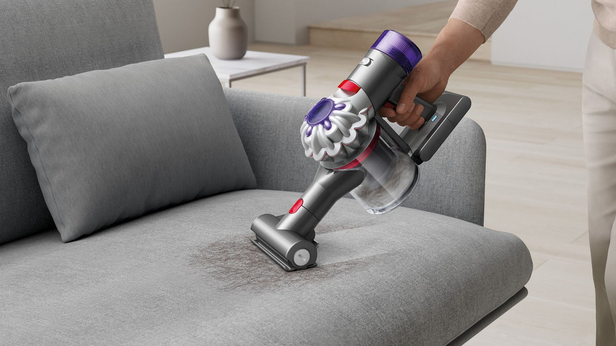 Dyson Car+Boat Handheld Vacuum Cleaner - Silver - removing hair from a sofa