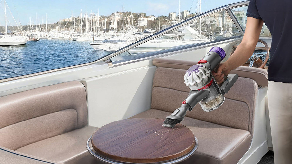Dyson Car+Boat Handheld Vacuum Cleaner - Silver - dusting on a boat