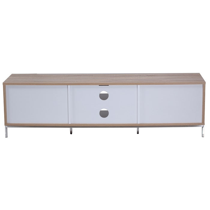 Alphason Chaplin Cabinet 1600mm, Up to 70" - Light Oak & White | ADCH1600-WHT