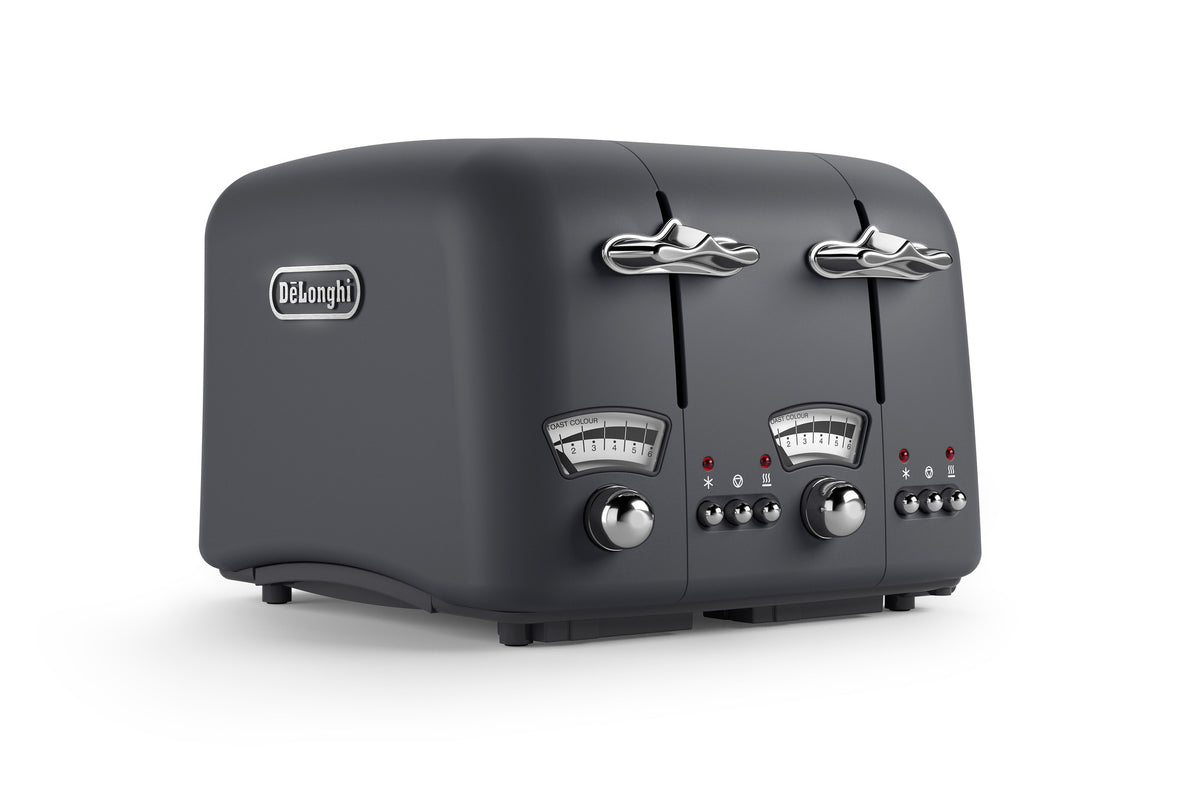 De'Longhi Argento Silva 4 Slice Toaster - Grey - angled view
