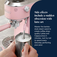 De'Longhi Dedica Duo Espresso Machine - Pink - texturing milk with the steam wand