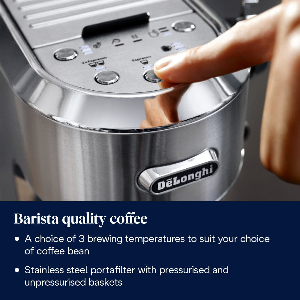 De'Longhi Dedica Maestro Plus - Stainless Steel - 3 brewing temperatures and pressurised baskets