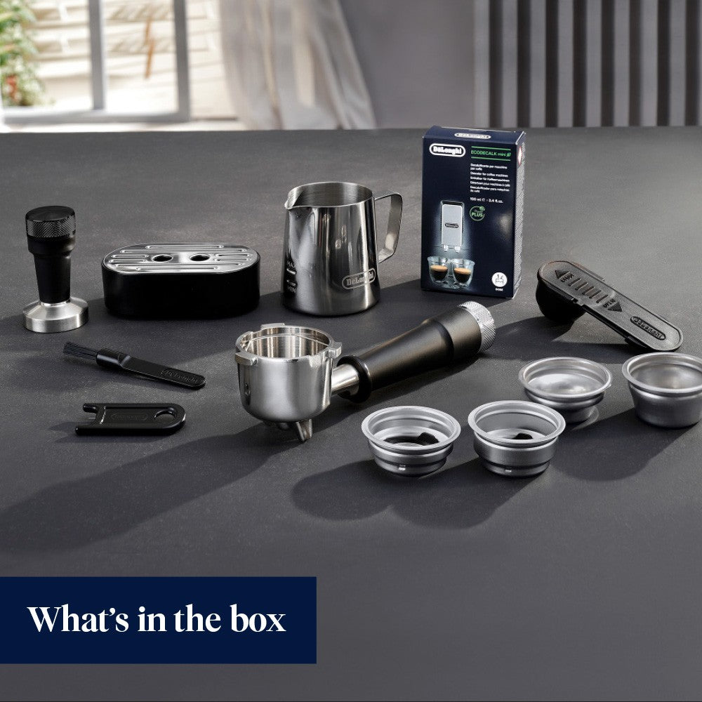 De'Longhi Dedica Maestro Plus - Stainless Steel - what is in the box