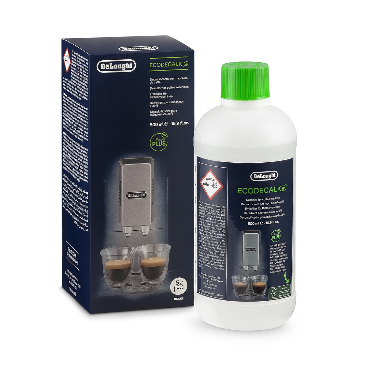 De'Longhi EcoDecalk Descaler - White - 500ml bottle with retail box