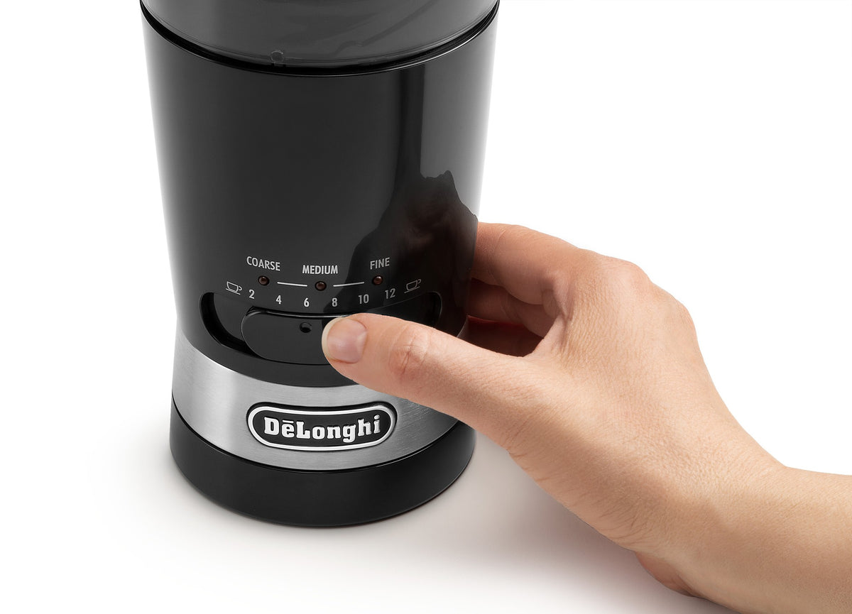 De'Longhi Electric Coffee Grinder - Black - grind coarseness selector