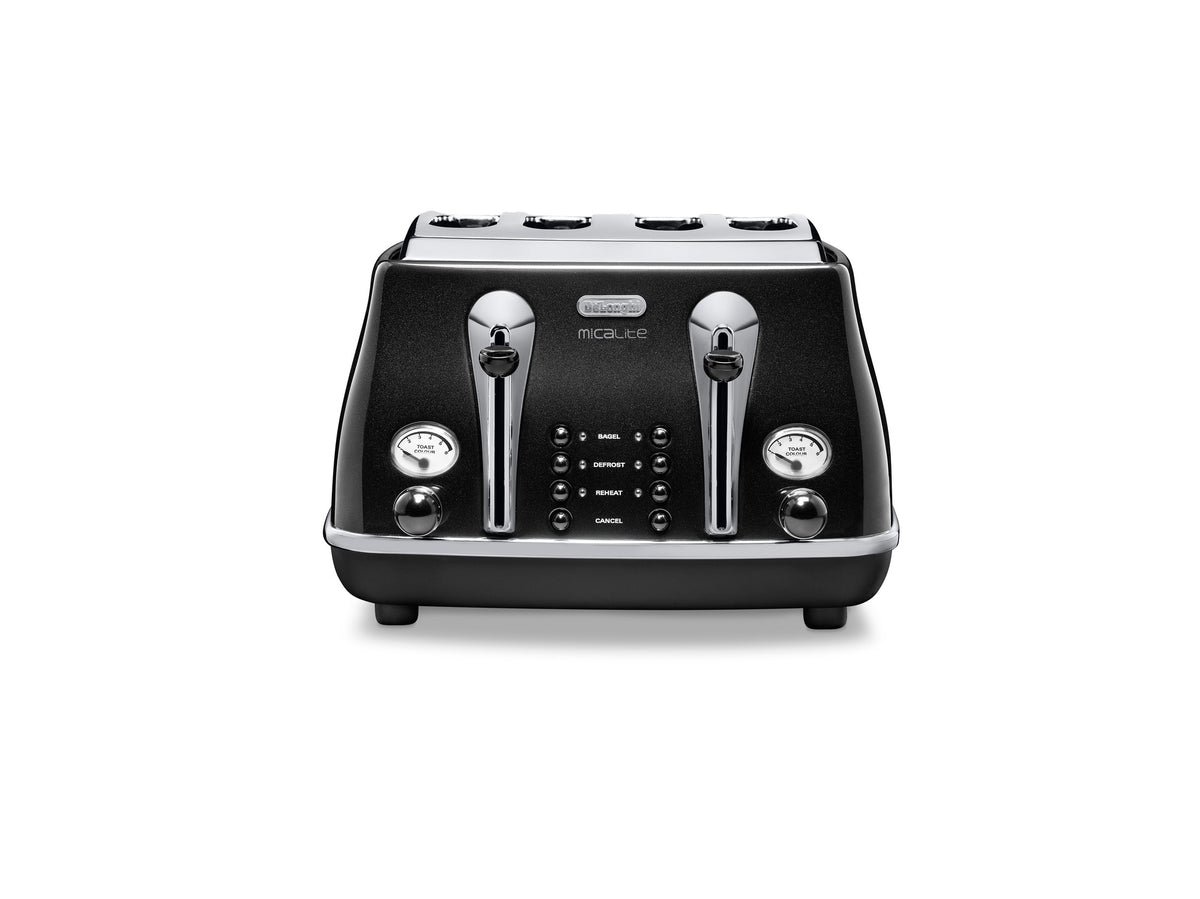 De'Longhi Icona Micalite 4-Slice Toaster - Black - front view