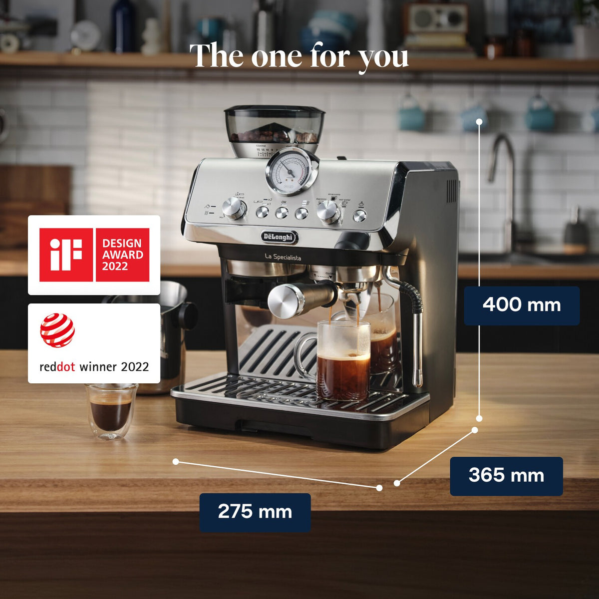 De'Longhi La Specialista Arte - Stainless Steel - dimensions and design awards