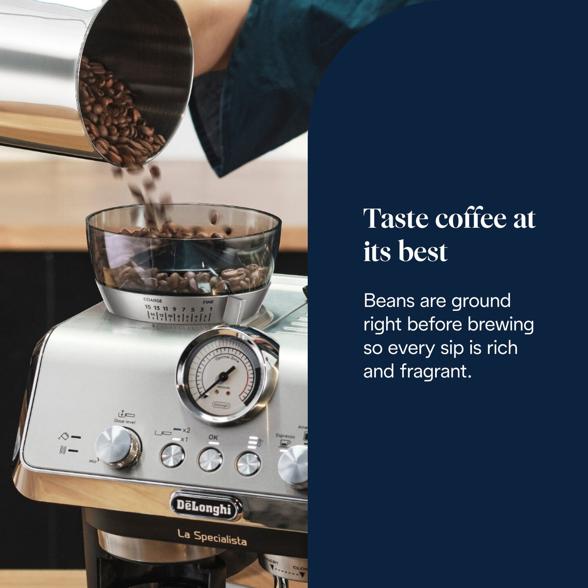 De'Longhi La Specialista Arte - Stainless Steel - built-in grinder with fresh beans