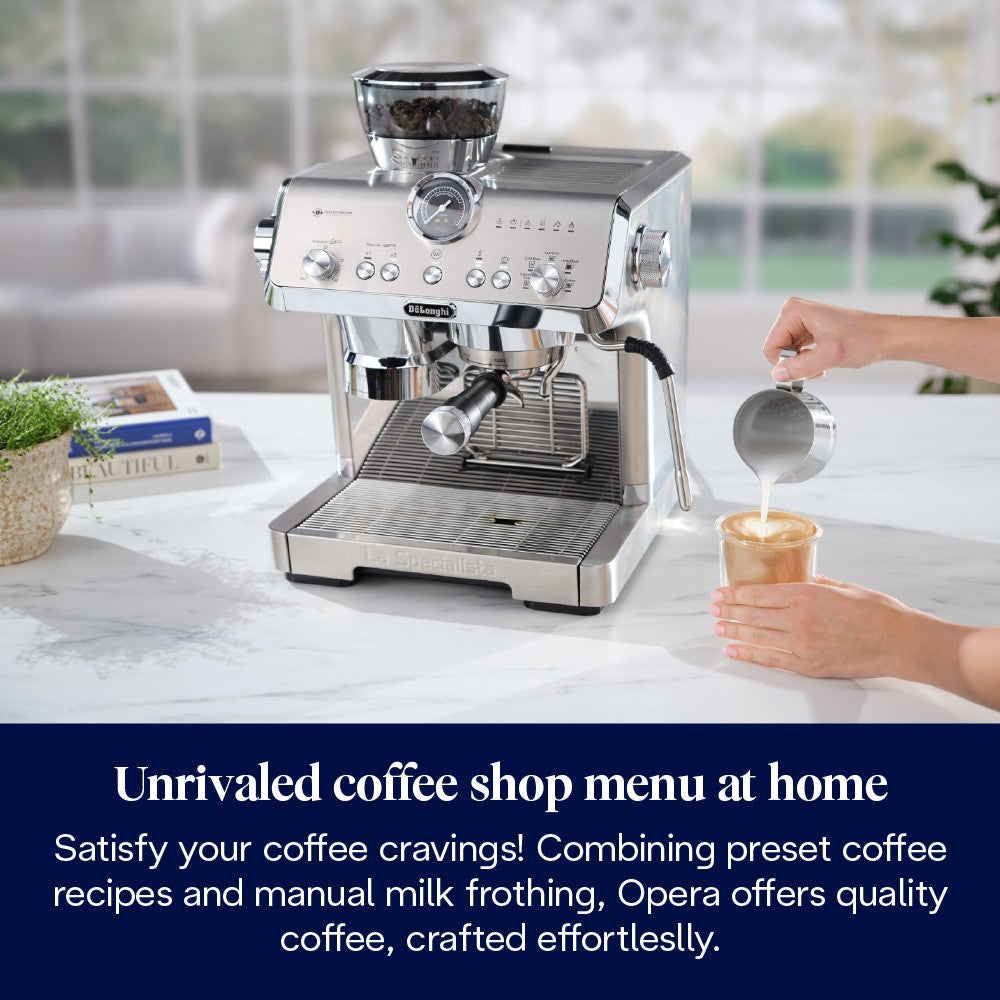De'Longhi La Specialista Opera - Stainless Steel - preset recipes and manual milk frothing