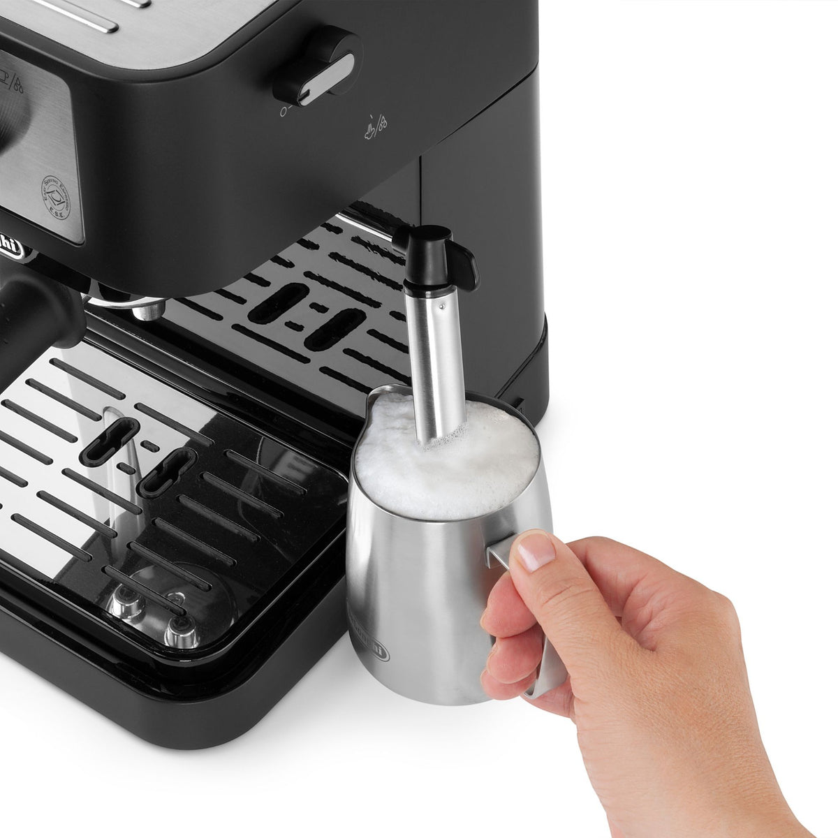 De'Longhi Stilosa Traditional Pump Espresso Coffee Machine - Black - manual milk frother