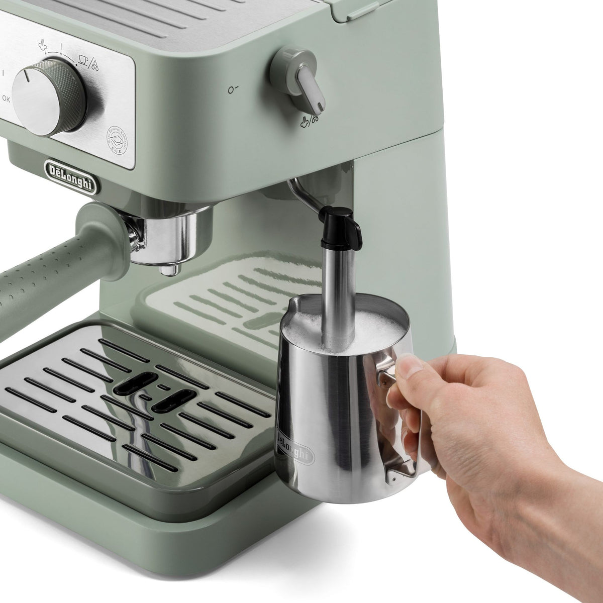 De'Longhi Stilosa Espresso Maker - Green - manual milk frother