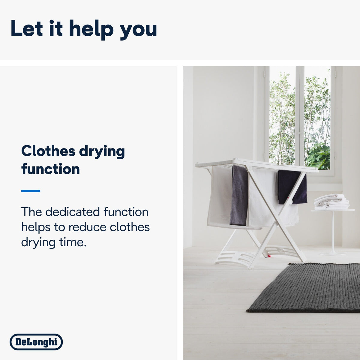 De'Longhi Tasciugo AriaDry Multi Dehumidifier 14L/day - White - clothes drying function
