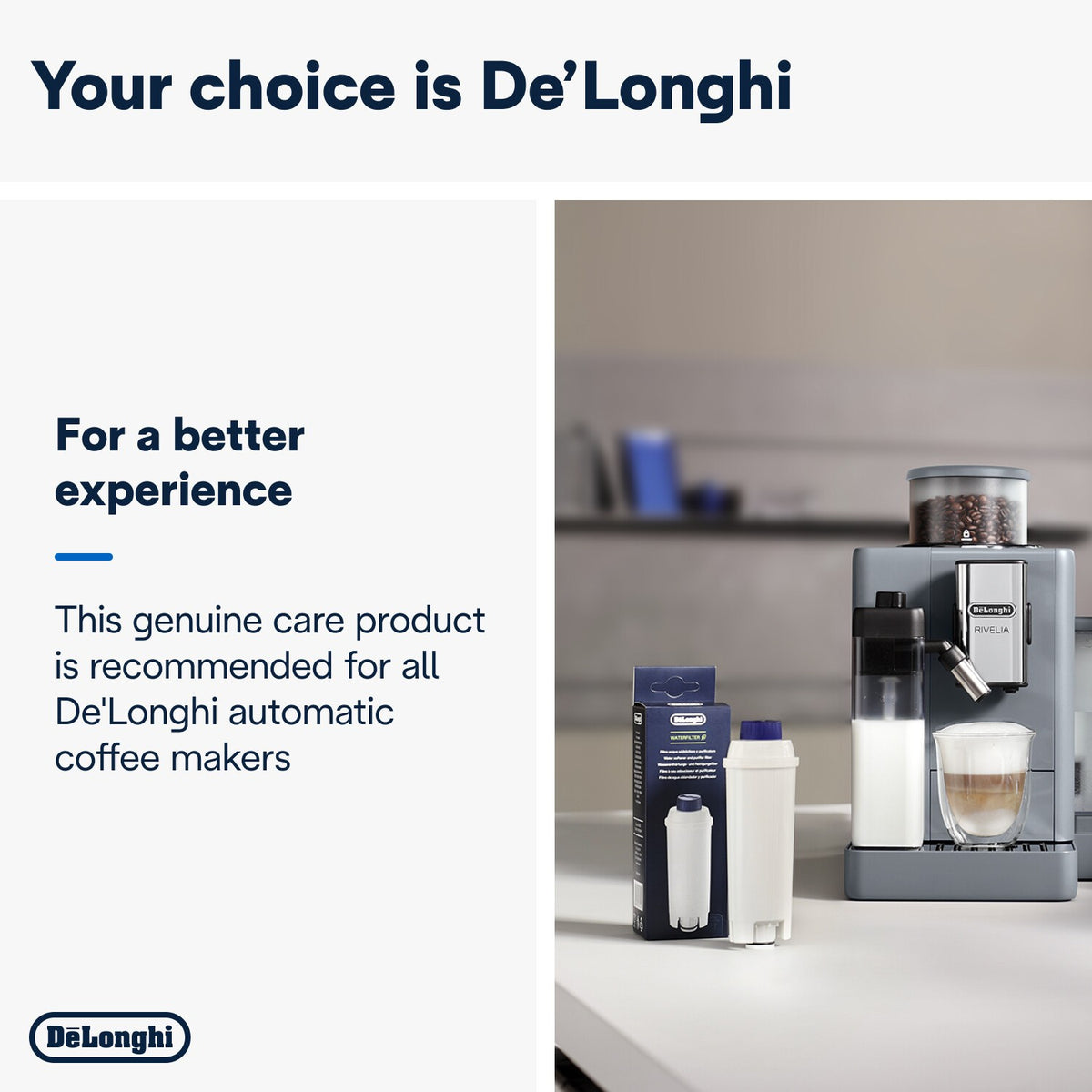 De'Longhi Water Impurity Filter - White - with a De'Longhi bean-to-cup machine