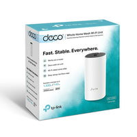 TP-Link Deco M4 retail packaging (labelled 'Whole Home Mesh Wi-Fi Unit', singular) with single unit