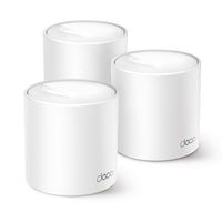 TP-Link Deco X1500 (Deco X10 hardware) mesh Wi-Fi 6 system, three units — front view