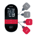 Beurer EM 59 Heat TENS/EMS device, Black, with electrode pads — flat lay set