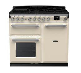 Rangemaster Estel Deluxe 100cm Dual Fuel Range Cooker - Pale Cream with Chrome Trim | ESDL100DFPPCR/CM1