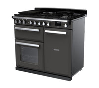 Rangemaster Estel Deluxe 100 Dual Fuel range cooker in Slate with Chrome trim