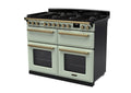 Rangemaster Estel Deluxe 110 Dual Fuel range cooker in Mint with Antique Brass trim